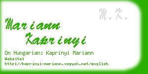 mariann kaprinyi business card